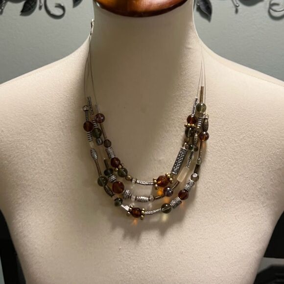 Premier Designs Brown and Silver Multi-Strand Necklace #PDNK2 - Picture 7 of 8